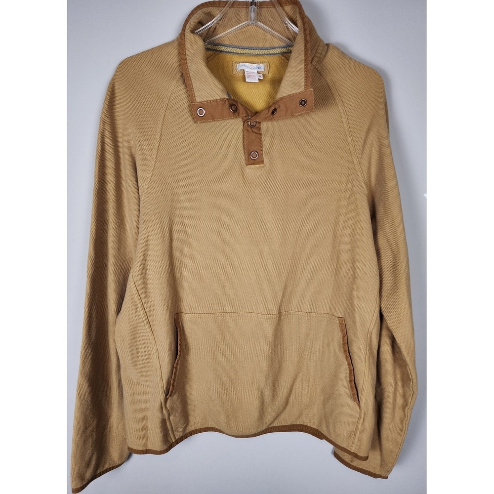 Carbon 2 Cobalt Mens M Beige Cotton Pullover Sweater Snap Pocket Office‎ Golf